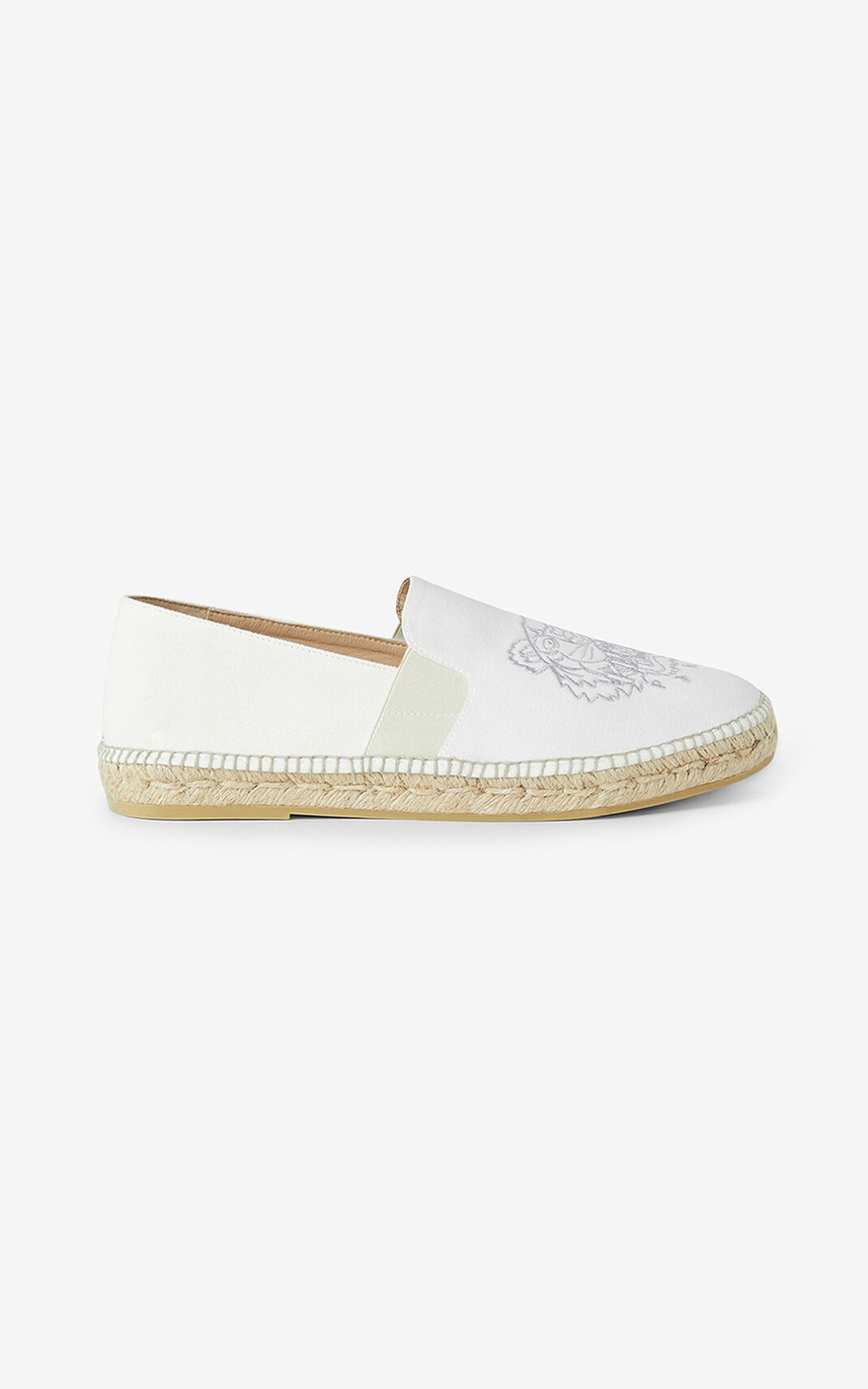 Espadrille Kenzo Tiger elasticated Toile Femme Blanche | XGAC-83165